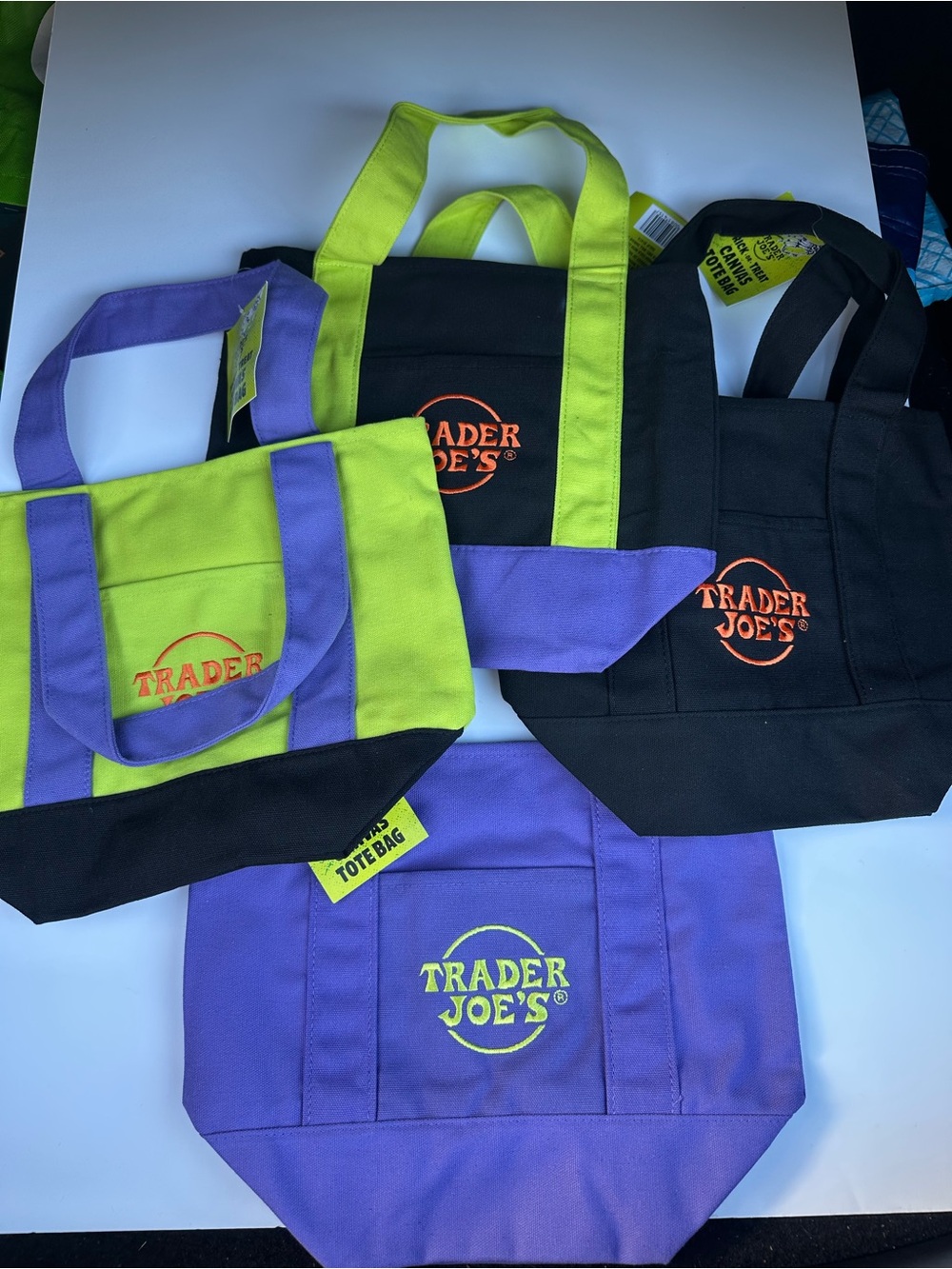 Set of 4 - 2026 Trader Joe's Halloween Mini Canvas Tote Bags Limited Edition